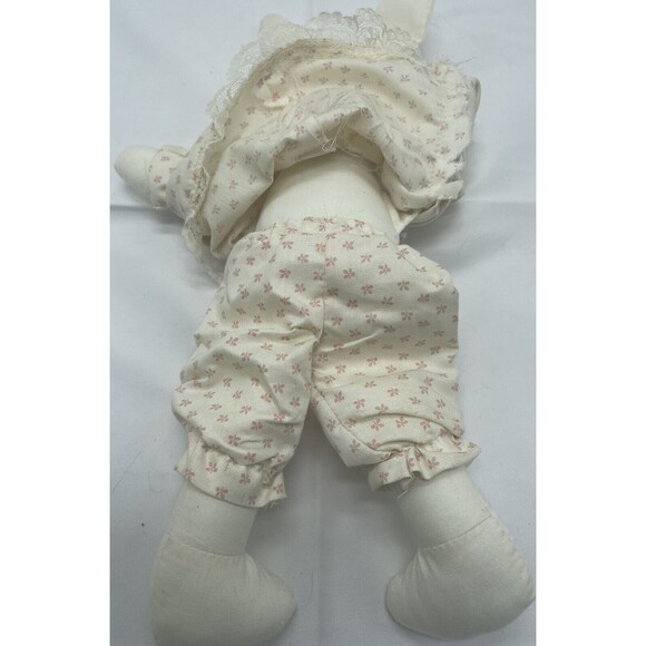 Vintage Handmade Bunny Rabbit Pink and White Dress 12” Stuffed Animal Cute - Picture 6 of 10